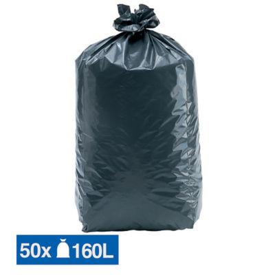 Sacs poubelle déchets lourds Tradition qualité super épaisse gris 160 L, lot de 50_0