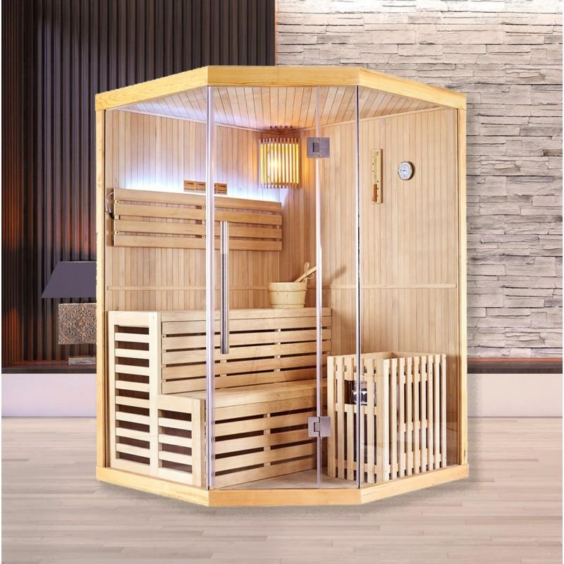 SAUNA D'ANGLE FINLANDAIS NORDICA® VAPEUR V34 (3-4 PLACES) - 150 X 150 X H.200_0