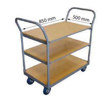 Servante 250 kg - 3 plateaux bois MDF - WP25/3 - robuste et maniable_0