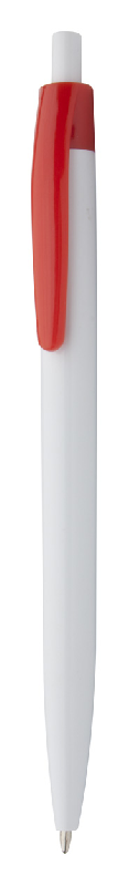 Stylo à bille en plastique - corps blanc, clip coloré - encre bleue_0