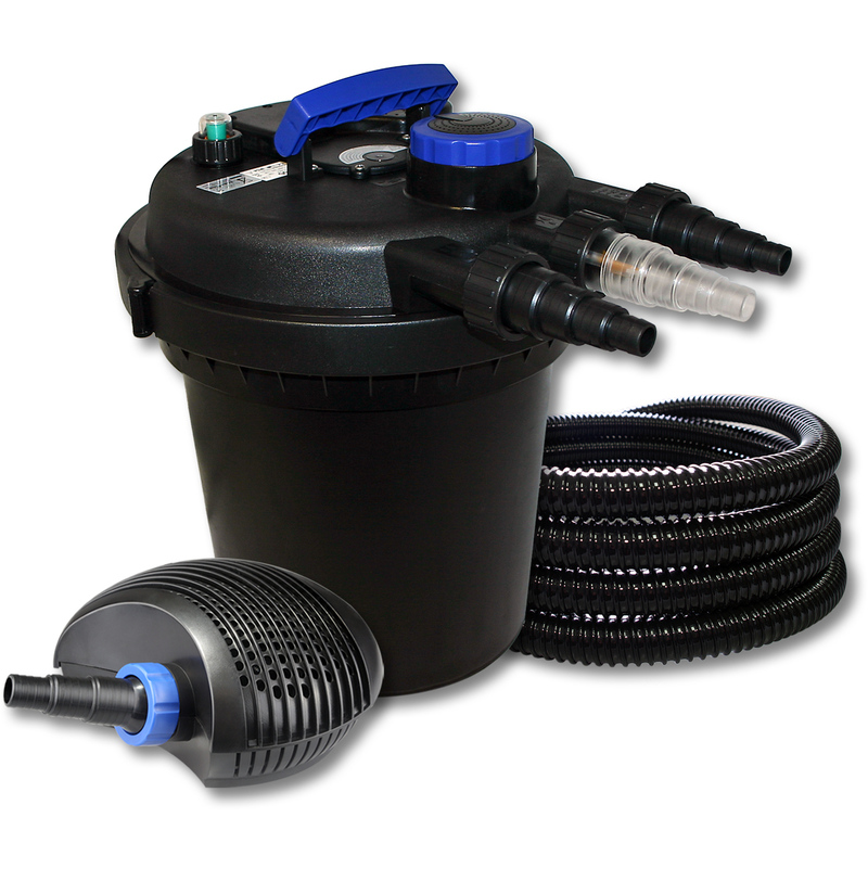 SUNSUN - KIT FILTRATION DE BASSIN À PRESSION 6000L AVEC 11W UVC STÉRILISATEUR 20W ÉCO POMPE 25M TUYAU