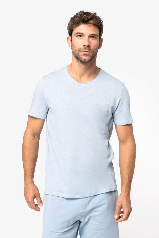 T-shirt écoresponsable slub bords francs homme - Réf: NS318 - 100% coton biologique - Coupe ajustée - Marque Native Spirit_0