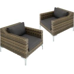 Tectake Ensemble modulable en rotin Villanova ensemble 5, 2 places en aluminium - gris anthracite chiné -404659 - gris aluminium 404659_0