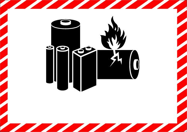Étiquette de danger piles et batteries au lithium personnalisée 7,4×10,5 cm vinyle - 46401pfr_0