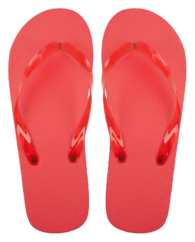 Tongs en PE - Bandes PVC transparentes - Couleur rouge - Poids 118 gr_0