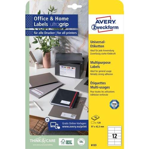 Avery Zweckform Avery 6123 Etiquettes 97 x 42.3mm Blanc - blanc 6123_0