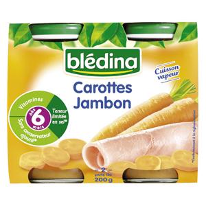 Bledina Petits Pots Carottes Jambon Des 6 Mois 2 X 0 G Telemarketpro Fr Hellopro