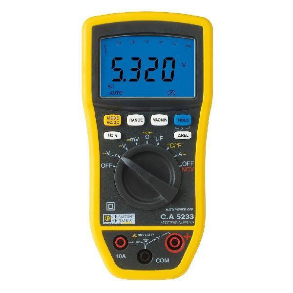 CA 5233 - Multimètre numérique Chauvin Arnoux - AC/DC jusqu'à 10A - Fréquence jusqu'à 3kHz - Température jusqu'à +760°C_0