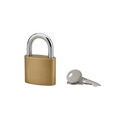 Cadenas à clé, intérieur, ovale, 50 mm, anse acier cémenté, 3 clés - SP - doré 3150268860506_0