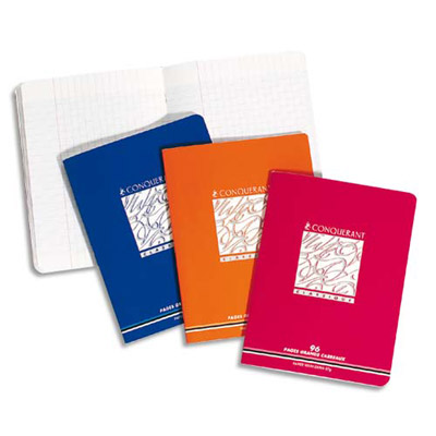 CAHIERS CONQUERANT - PIQÛRE 17X22 CM - 48 PAGES - GRANDS CARREAUX - LOT DE 20