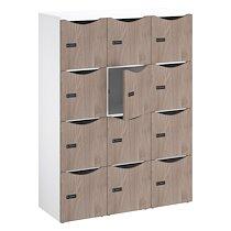 Casier de bureau Lockers 12 cases - Corps blanc, portes orme - H 170,9 cm_0
