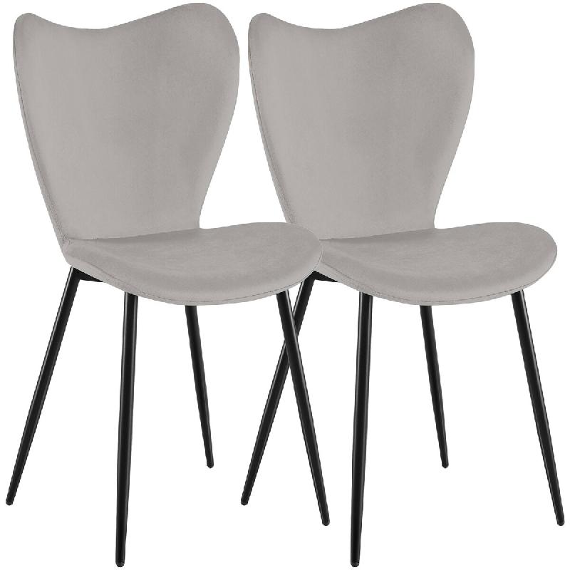 CLP Lot de 2 Chaises de Salle a Manger Maika Velours HBT: 80x50x58 cm Gris Velours - gris textile 328547_0