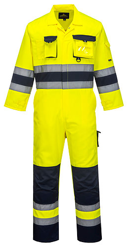 Combinaison HV Nante jaune marine TX55 - certifiée CE, bandes réfléchissantes, 12 poches multi-usages, taille S_0