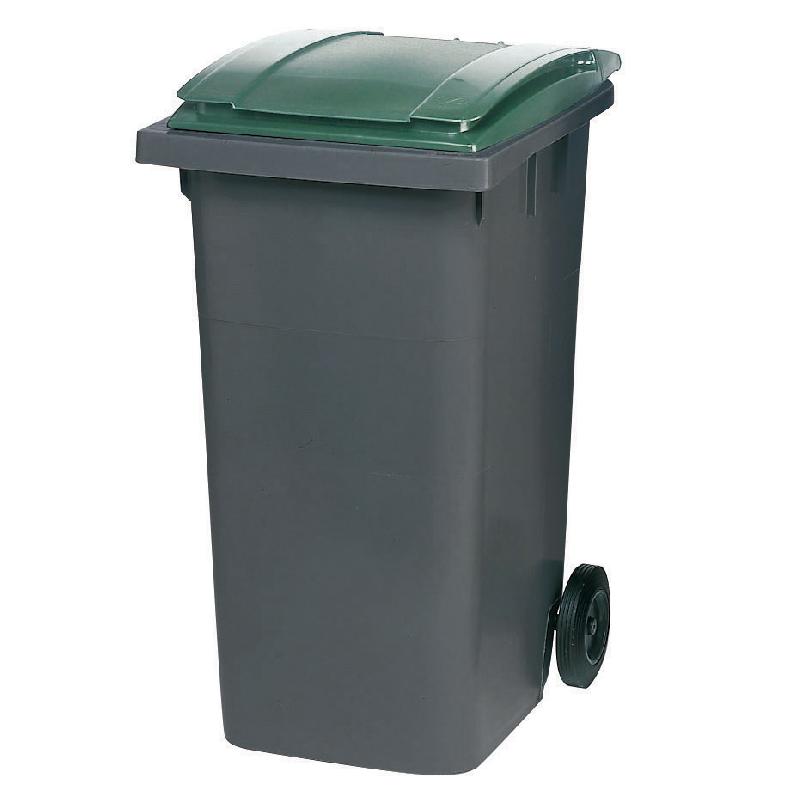 CONTENEUR 2 ROUES SULO  PRISE FRONTALE 240 L GRIS/ VERT