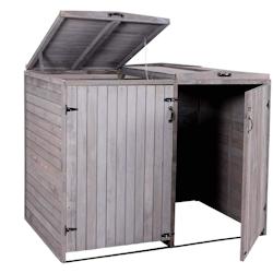Décoshop26 - Abri de poubelles extérieur conteneurs à ordures jusqu'à 4 bacs 126x158x98 cm en bois certifié FSC gris anthracite 04_0005611 - gris_0