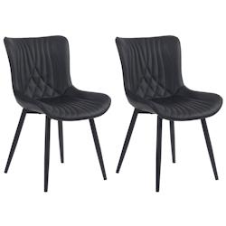 Décoshop26 - Lot de 2 chaises de salle à manger coutures décoratives en PVC noir et pieds en métal noir 10_0001673 - noir 3000250609357_0