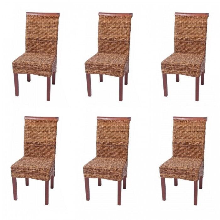Décoshop26 - Lot de 6 chaises en rotin banane tressée pieds marron CDS04203 - marron 3000062888056_0