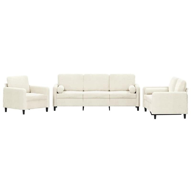 Ensemble de canapés 3 pcs avec coussins crème velours Modèle Nova Extensible - 8721012069299_0
