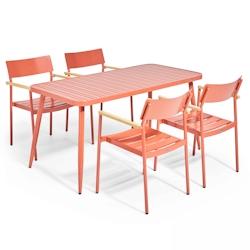 Oviala Business Ensemble table de terrasse et 4 fauteuils en aluminium terracotta - Oviala - rouge aluminium 108688_0