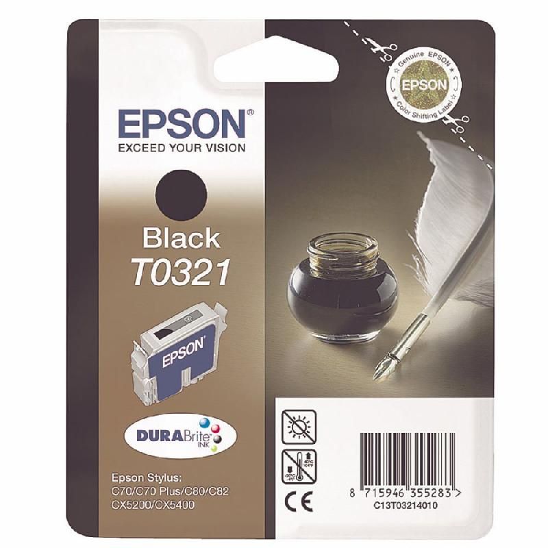 EPSON CARTOUCHE D'ENCRE PLUME T0321 NP (C13T03214010) - DURABRITE - COULEUR: NOIR
