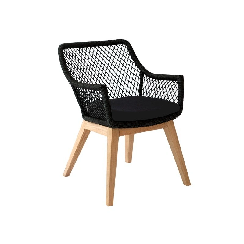 Fauteuil de jardin olivia noir 83x60x63cm – MTF – teck et résine tressée – 2nab2207_0
