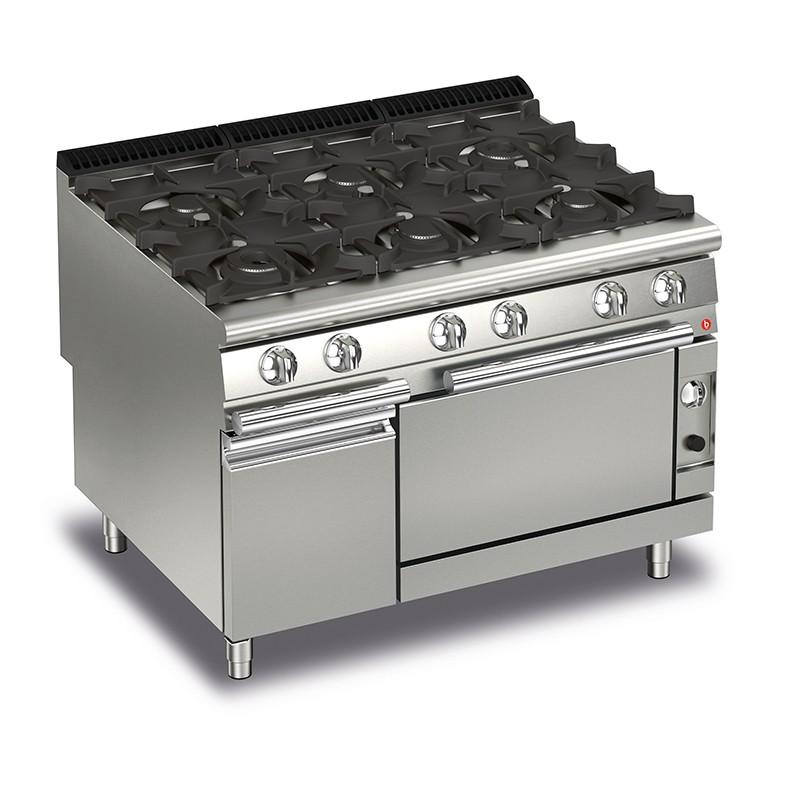 Fourneau gaz sur four gaz et placard neutre - 6 feux vifs - 90QPCFG120 - 40,9KW - 1200x900x870mm_0
