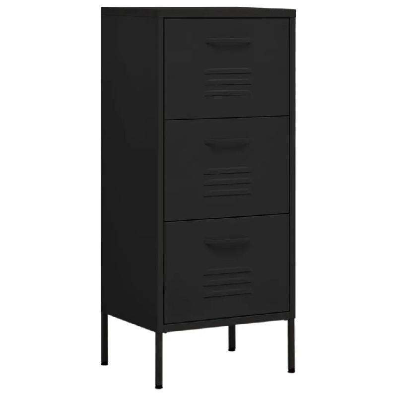 Helloshop26 - Armoire de rangement élégante pratiques avec 3 tiroirs 42,5 x 35 x 101,5 cm en acier noir 02_0046875 - noir acier 3000234471949_0