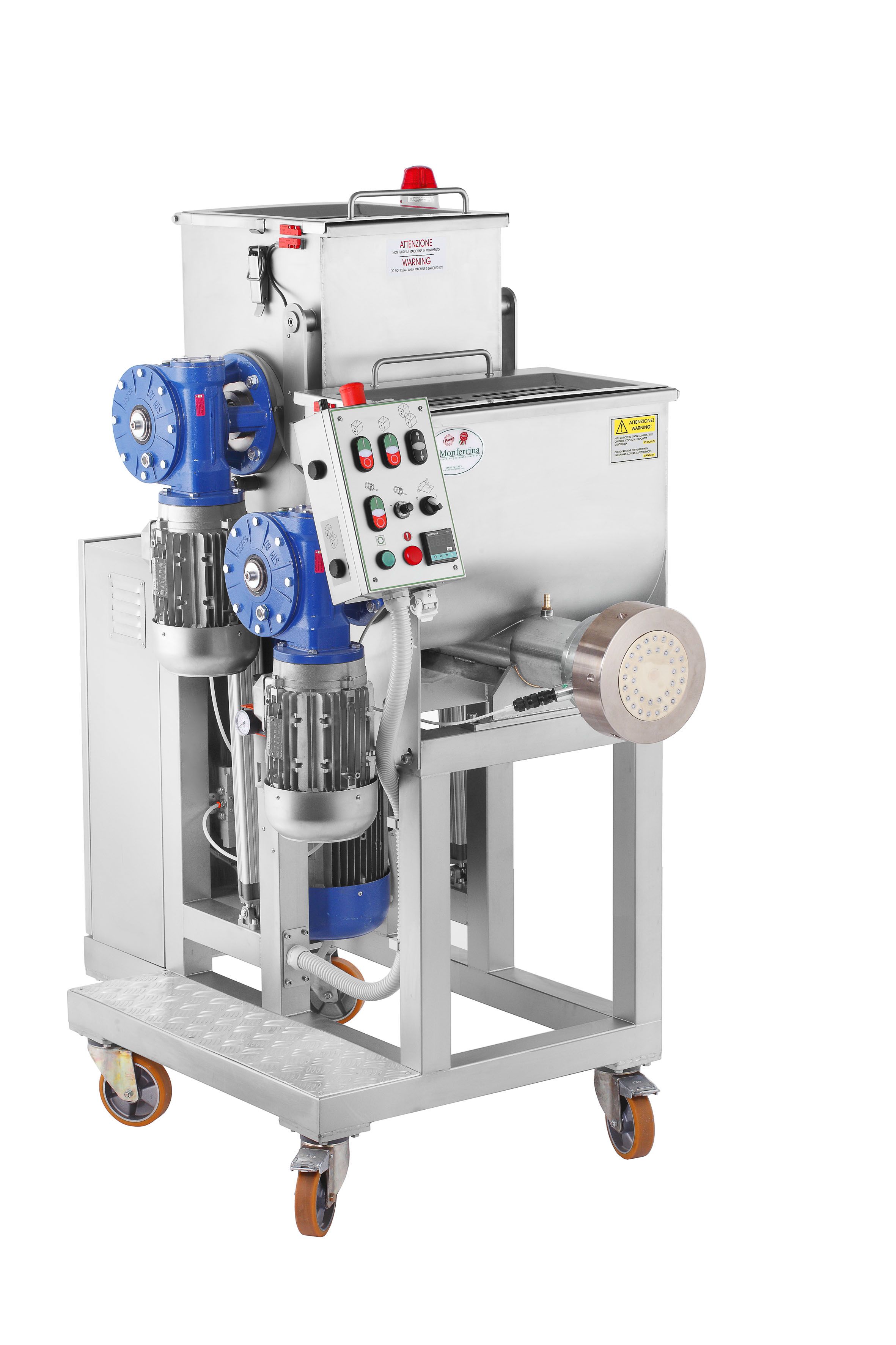 Machine à pâtes P100 La Monferrina - semi-industrielle en aluminium anodisé et INOX - capacité 100 kg/h_0