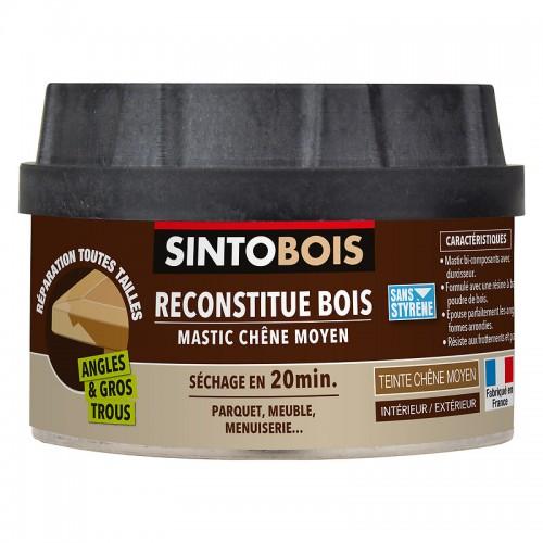 MASTIC À BOIS SINTOBOIS RECONSTITUE BOIS POUR PARTIES MANQUANTES - CHÊNE MOYEN 550G SINTO