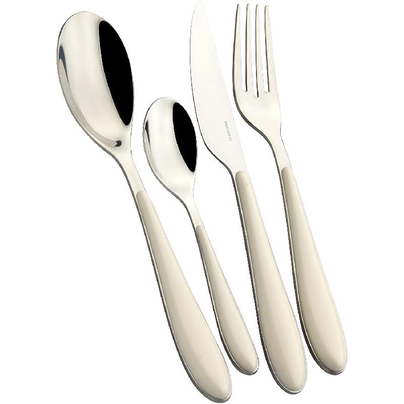 MÉNAGÈRE 24 PIÈCES ACIER INOXYDABLE 18/10 - MANCHE IVOIRE ABS - BUGATTI - GIOIA