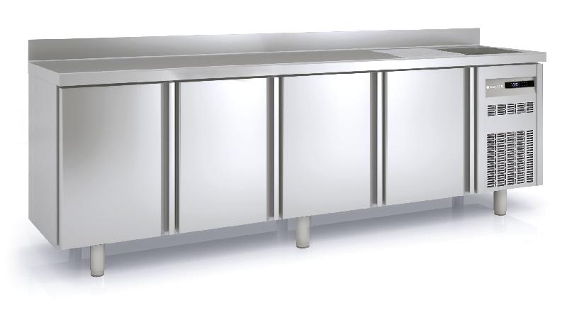 Meuble réfrigéré avec évier 600 adossé positif - 4 portes pleines - MRSF-250_0