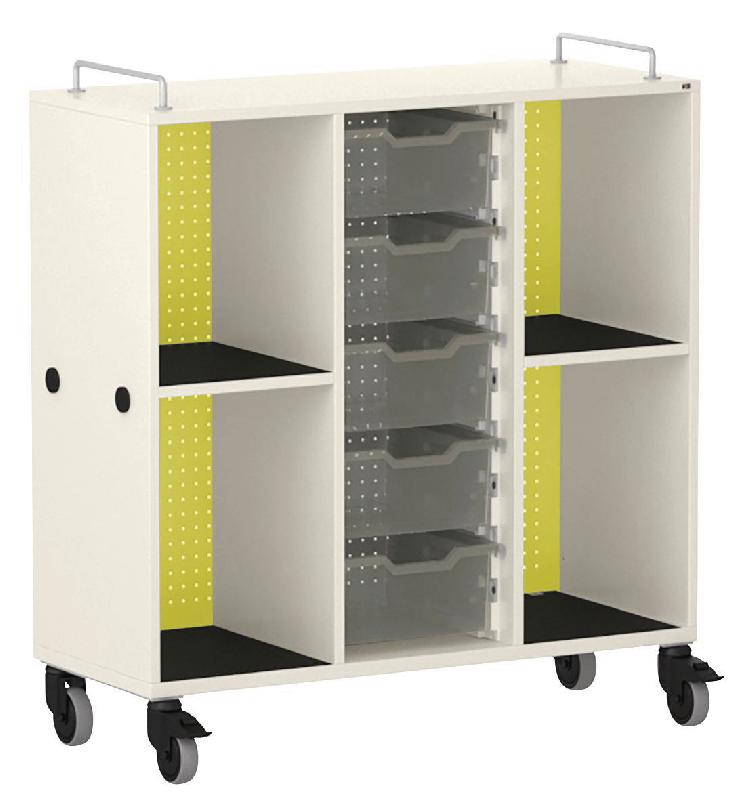 MEUBLE BAS SHIFT+ LANDSCAPE MÉLA POUR CARTABLES 4 CASES BLANC GRIS - VERT CLAIR - MANUTAN COLLECTIVITÉS