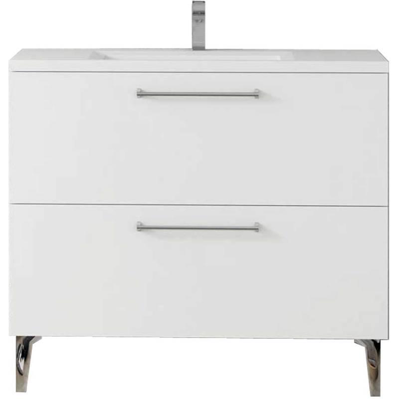 Meuble De Salle De Bain Deko 100 Cm Blanc Brillant Mennza