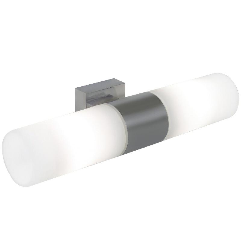 Nordlux Applique murale TANGENS Double Verrerie Acier Brossé, H.9.7 - IP44 - E14 / Intérieur - gris 5701581120051_0
