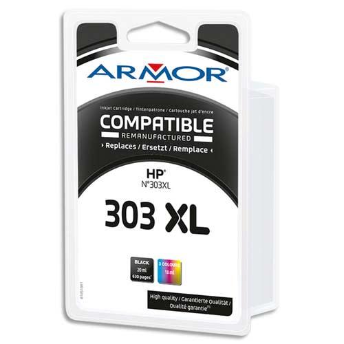 Armor - Pack de 2 cartouches remanufacturées HP 303XL - haute capacité - Noir et Couleur_0