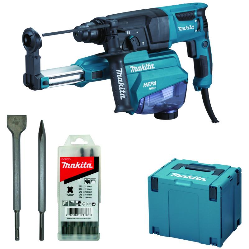 Perforateur burineur SDS-Plus 800W 26mm Makpack - Makita HR2652JX14 avec système d'aspiration_0