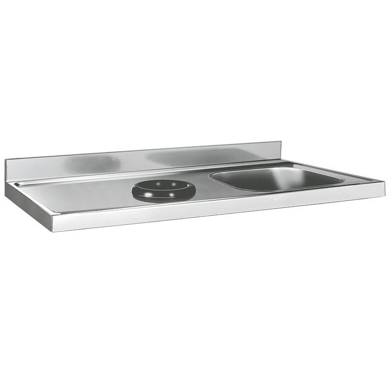 Plonge inox 1 bac et orifice vide-déchets à poser P 700 mm - à droite_0