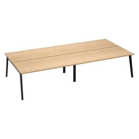 PÔLE DE 4 BUREAUX EDEN ARCHE L 360 CM AVEC GOULOTTE INTÉGRÉE PLATEAU CHÊNE CLAIR PIED ANTHRACITE