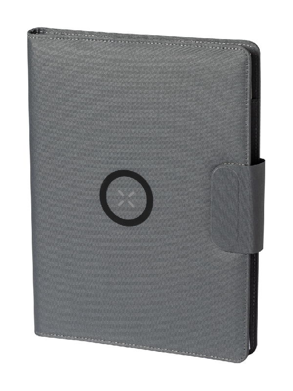 Porte-documents A4 en polyester 300D RPET - Chargeur rapide sans fil 10W et powerbank 5000 mAh_0
