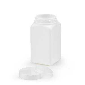 POT PLASTIQUE CARRÉ BLANC OPAQUE À LARGE OUVERTURE 1000 ML