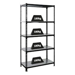 PROREGAL Étagère charge lourde METAL SHARK | HxLxP 180x90x40cm | 180kg par niveau | Anthracite-Galvanisé - gris métal PR_RS3-23_0