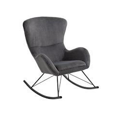 SalesFever Chaise à bascule | Couverture aspect cuir d'agneau | L 70 x P 94 x H 102 cm | gris foncé - multicolore multi-matériau 371442_0
