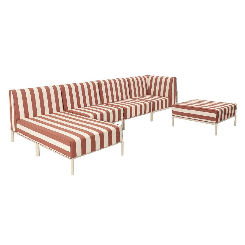 Salon de jardin bas modulable rayé 5 places terracotta - rouge aluminium 115914_0