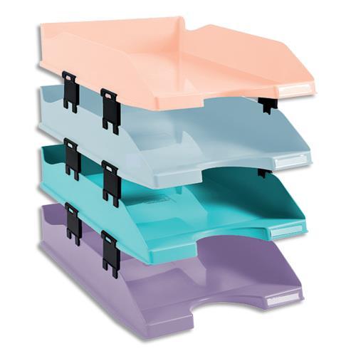 SET 4 CORBEILLES A COURRIER EXACOMPTA COMBO MIDI - DIMENSIONS (LXHXP) : 25,5X24,3X34,6 CM - COLORIS PASTEL