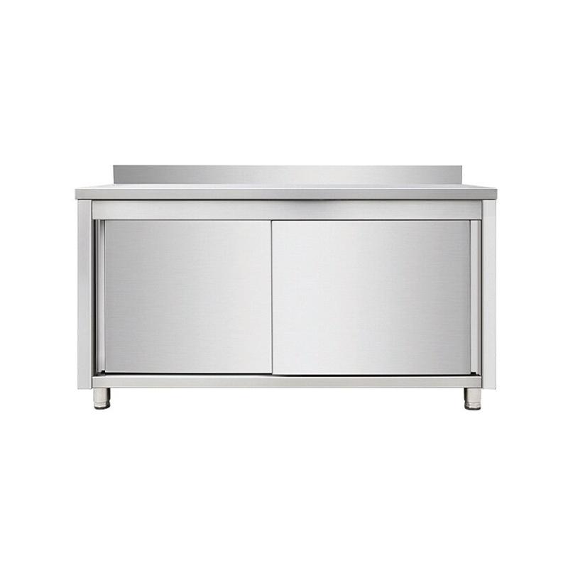 Skyrainbow Armoire de travail en acier inoxydable, avec rebord, 140 x 60 - inox THASR146A_0