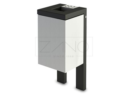 03.055.Sc - Poubelle Cubus moderne sur poteau - Zano - 52L - Acier inoxydable résistant_0