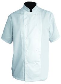 17a110 - Veste de cuisine MC - P.B.V - Blanc - 100% coton serge 210 g/m² - 2 fentes d'aisance_0