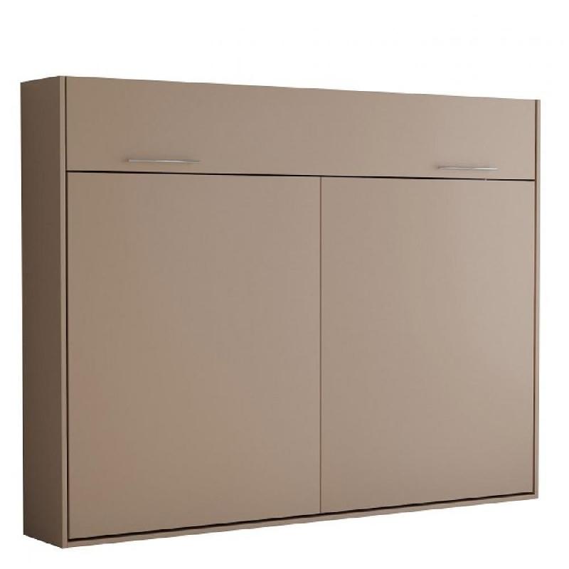 ARMOIRE LIT ESCAMOTABLE VERTIGO TAUPE MAT COUCHAGE 160*200 CM_0