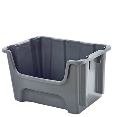 Bac à bec empilable - Polypropylène gris - Capacité 35 L - Dimensions : L 49 x P 40 x H 30 cm_0