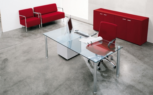 Bureau de direction design en plateau de verre de 160, 180 ou 200 cm - Facilglass_0